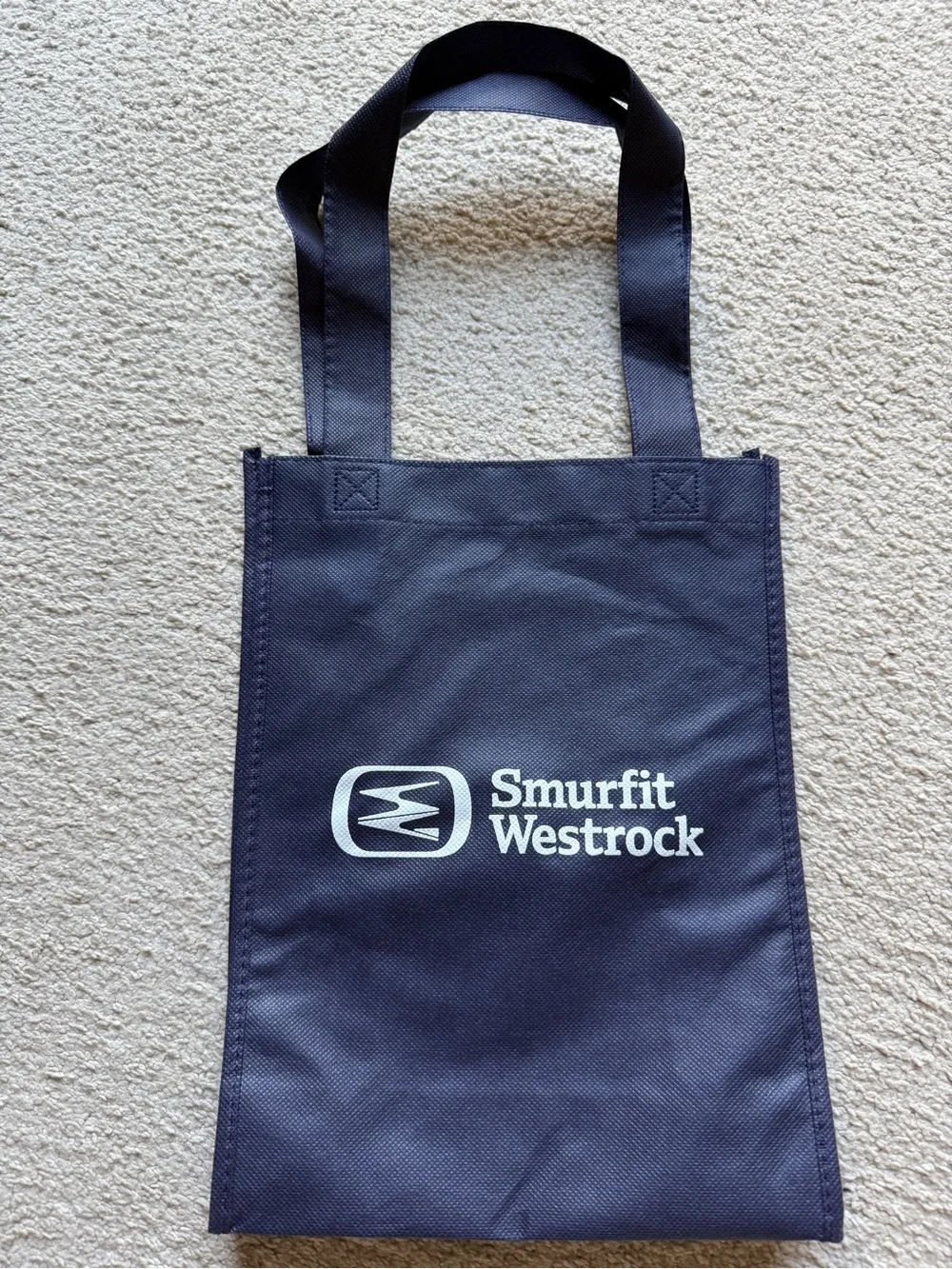Smurfit Westrock Navy Blue Bag Tote Handles Storage New 12” X 9” X 4” Logo